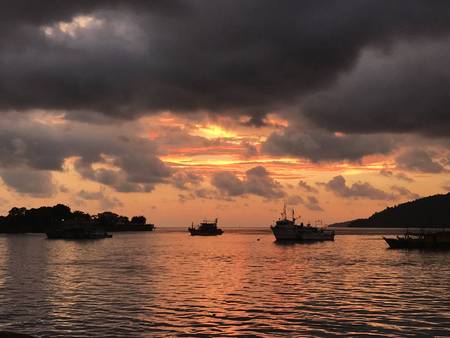 Port sunsetの写真素材