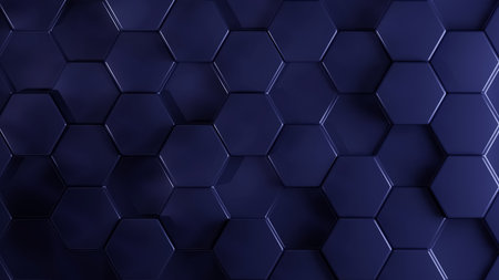3D background with Midnight Navy hexagon pattern. 3d hexagon pattern with different depths. pattern...