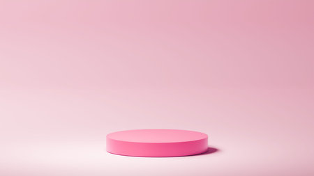 horizontal light pink background, isolated hot pink rounded base, pastel hot pink color palette, product placement, background color paletteの写真素材
