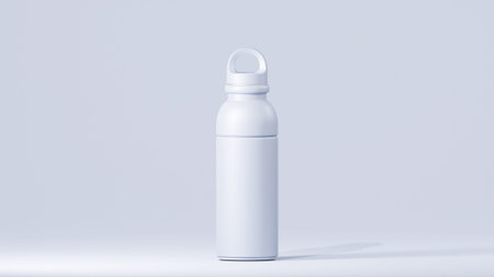 modern design, soft blue tumbler with soft blue lid, stand over soft blue backgroundの写真素材