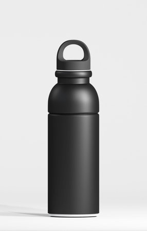 black tumbler stand over white background, vertical layout backgroundの写真素材