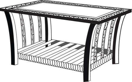 Table Line art design creative illustration for screen printing, t-shirt design and engraving. Beautiful interior furniture line art design. table, Interior equipment. Clip art black and white.のイラスト素材