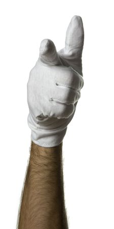 male hand gesture on white background wearing a white glove

の写真素材