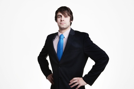 businessman looking doing a superman pose の写真素材