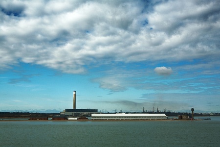 sea scape from boat from southampton traveling down to the Isle of whiteの写真素材
