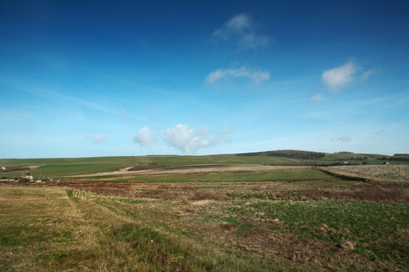 general landscape isle of wight taken in march on a sunny dayの写真素材