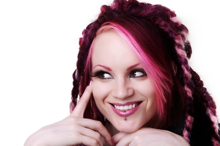 woman with dread lock hair looking at cameraの写真素材