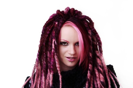 woman with dread lock hair looking at cameraの写真素材