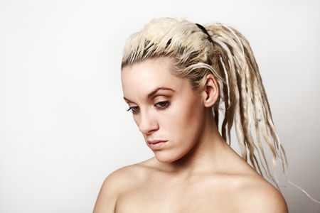 portrait of sexy woman with dreadlocks hair の写真素材