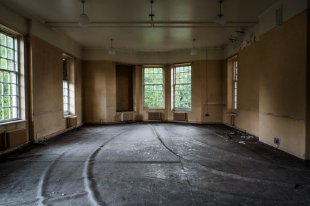 inside view of a deserted run down buildingの写真素材