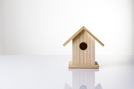 single bird house shot in the studio on a white backgroundの写真素材