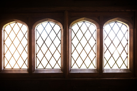 interior shot of old windows in a houseの写真素材