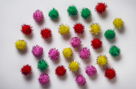 small kids craft pom poms background imageの写真素材