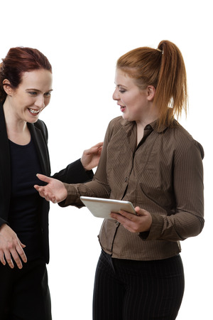 two business woman working togetherの写真素材