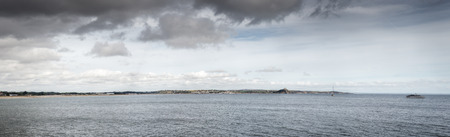 landscape image taken in cornwall looking across at st michael mount