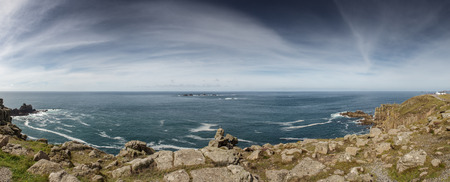 seascape image of lands end in cornwallの写真素材