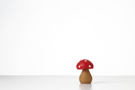 still life image of wooden mushrooms on whiteの写真素材