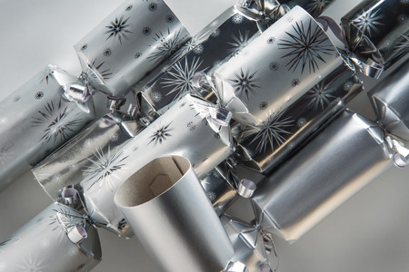 still life image of christmas crackers の写真素材