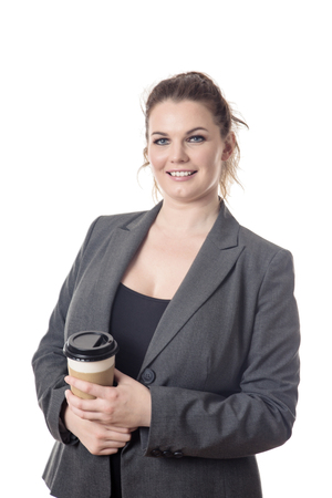 happy business woman looking at cameraの写真素材