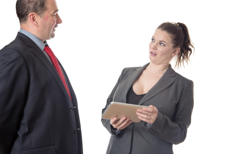 business man being off putting to a female workerの写真素材
