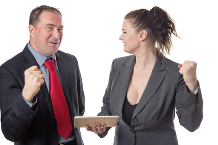 business man and woman working togetherの写真素材