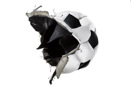 traditional football split it sides open blown upの写真素材