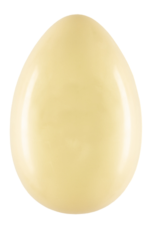 single white chocolate easter egg on white backgroundの写真素材