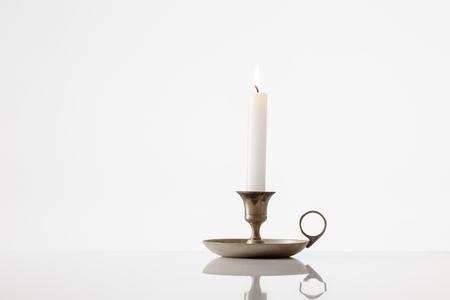 Candle stick holder on white backgroundの写真素材