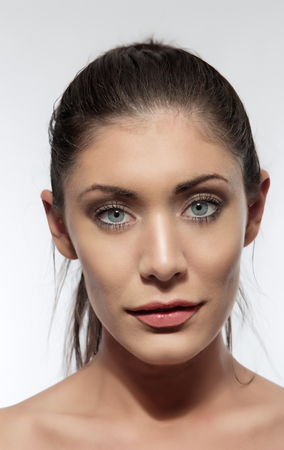 beauty portrait of young woman taken in the studioの写真素材