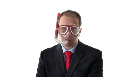business man wearing a mask and snorkelの写真素材