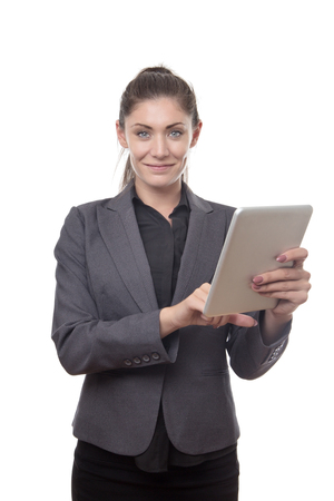 business woman working on tablet computerの写真素材