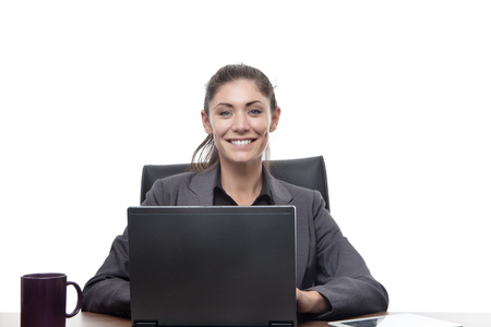 business woman working at her desk in the officeの写真素材