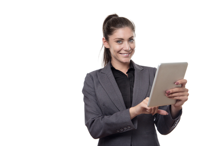 business woman working on tablet computerの写真素材