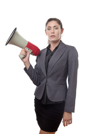 business woman holding a bullhornの写真素材