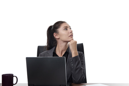 business woman working at her desk in the officeの写真素材