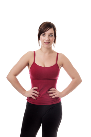 happy fitness woman looking at cameraの写真素材