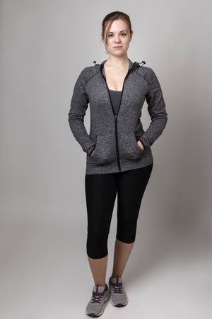 standing fitness model looking at cameraの写真素材