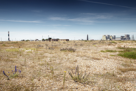 landscape image along the dungeness romney marsh coastlineの写真素材