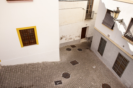 street and houses of old town in almunecar province of Granada in spainのeditorial素材