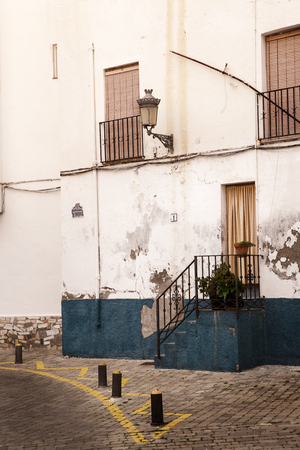 street and houses of old town in almunecar province of Granada in spainのeditorial素材