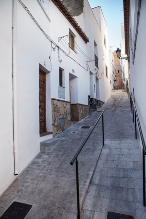 street and houses of old town in almunecar province of Granada in spainのeditorial素材