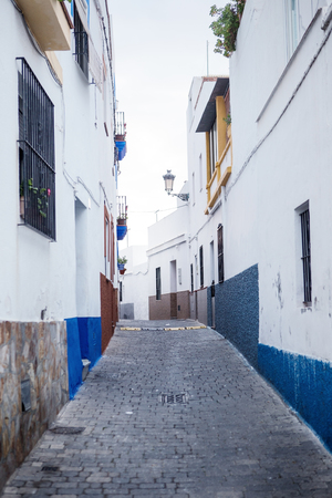 street and houses of old town in almunecar province of Granada in spainの写真素材