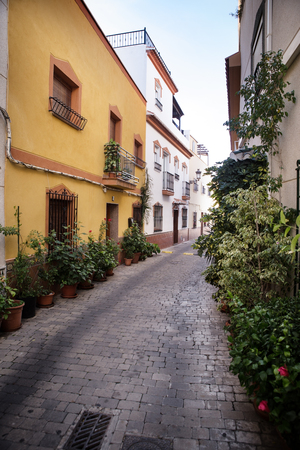 street and houses of old town in almunecar province of Granada in spainの写真素材