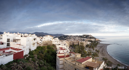 looking out across rooftops in from old town in almunecar spainのeditorial素材