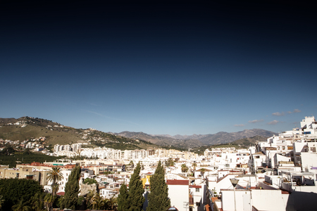 looking out across rooftops in from old town in almunecar spainのeditorial素材