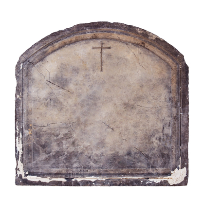 cut out of old stone plaque or grave headstoneの写真素材