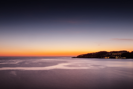 landscape of the sea and beach as the sun is setting in the costa tropical almunecar spainの写真素材