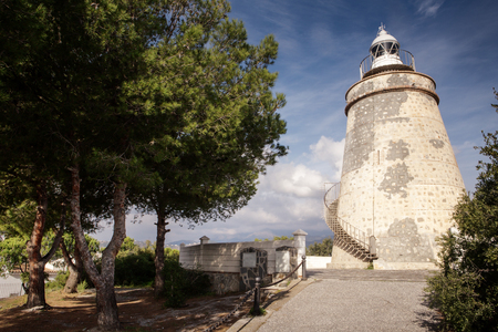 Faro De La Herradura in almunecar originally built as a watchtower and was converted to a lighthouse in 1992. It was built as a reinforcement of the coastal defensesの写真素材