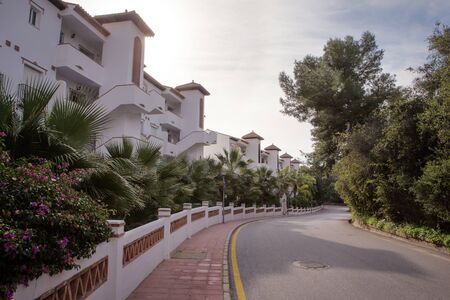 buildings along a street in almunecar spainの写真素材