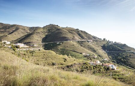 landscape image from the hill top looking out at Almunecar spainの写真素材